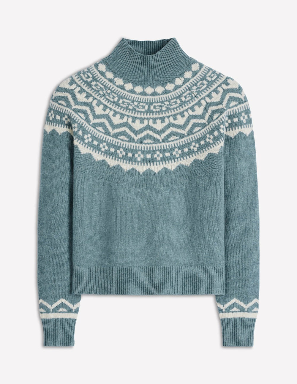 Marion Merino Rib Neck Sweater-Cloud Blue, Fair Isle / Boden Discount