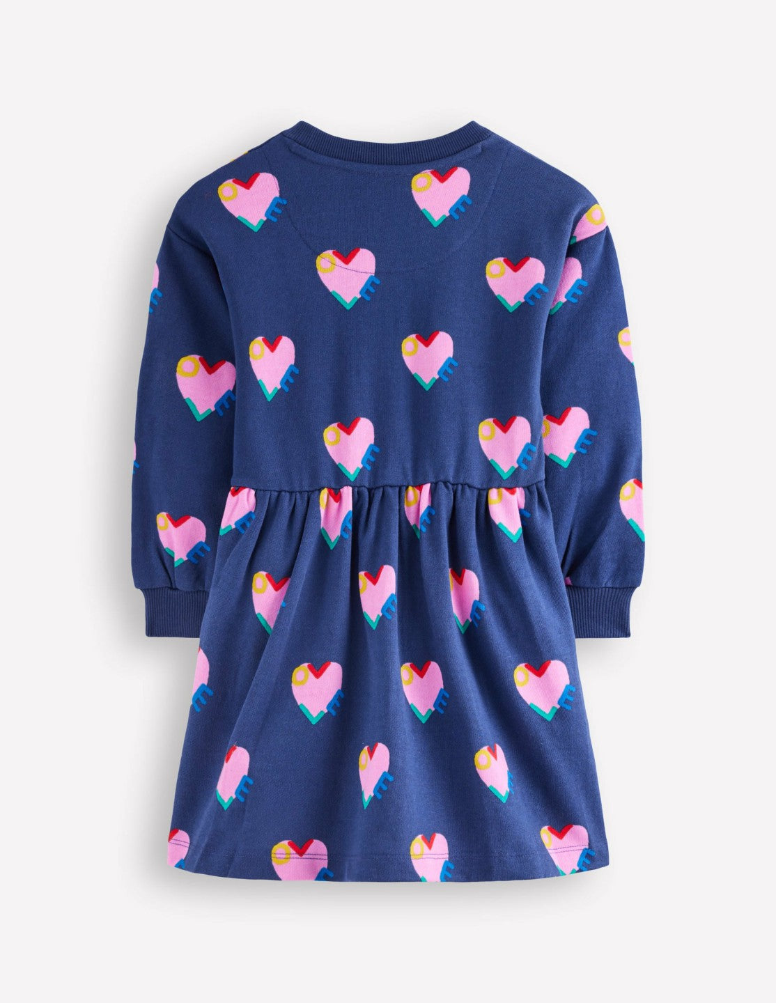 Drop Shoulder Sweat Dress-Starboard Blue Love Hearts / Boden Sale