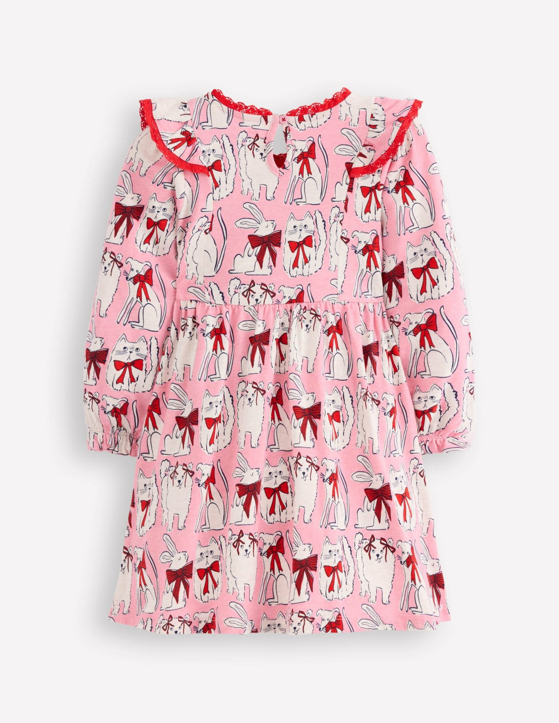 Long Sleeve Ruffle Dress-Bubblegum Pink Favourite Pets / Boden Outlet