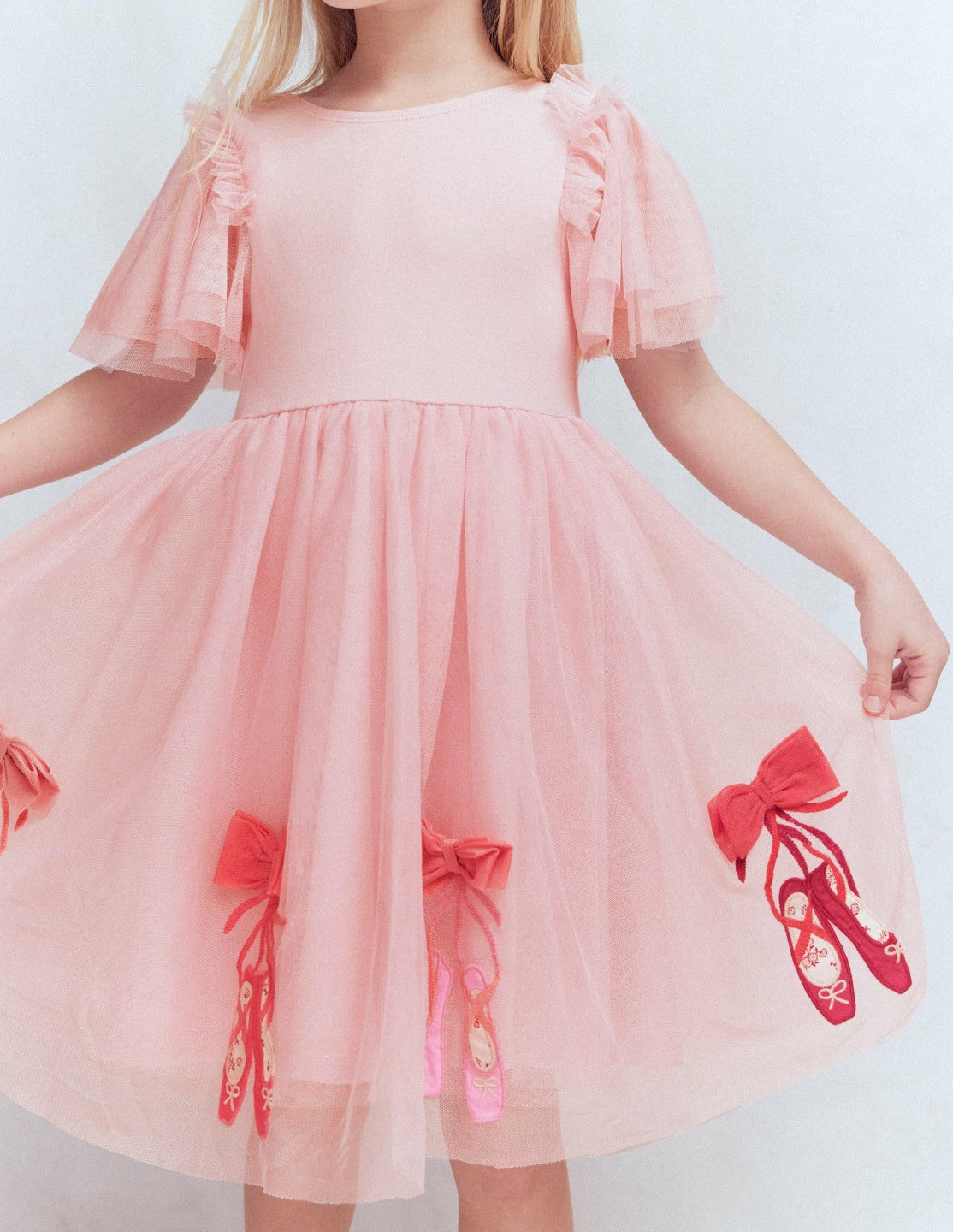 Short Sleeve Logo Tulle Dress-French Pink Ballet Shoes / Boden Discount
