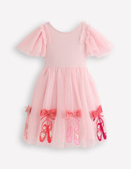 Short Sleeve Logo Tulle Dress-French Pink Ballet Shoes / Boden Discount