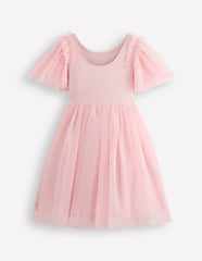 Short Sleeve Logo Tulle Dress-French Pink Ballet Shoes / Boden Discount