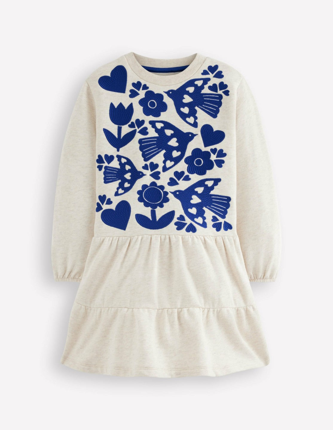 Drop Waist Sweatshirt Dress-Oatmeal Marl Appliqué / Boden us