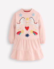 Drop Waist Sweatshirt Dress-Chalk Pink Appliqué / Boden Sale