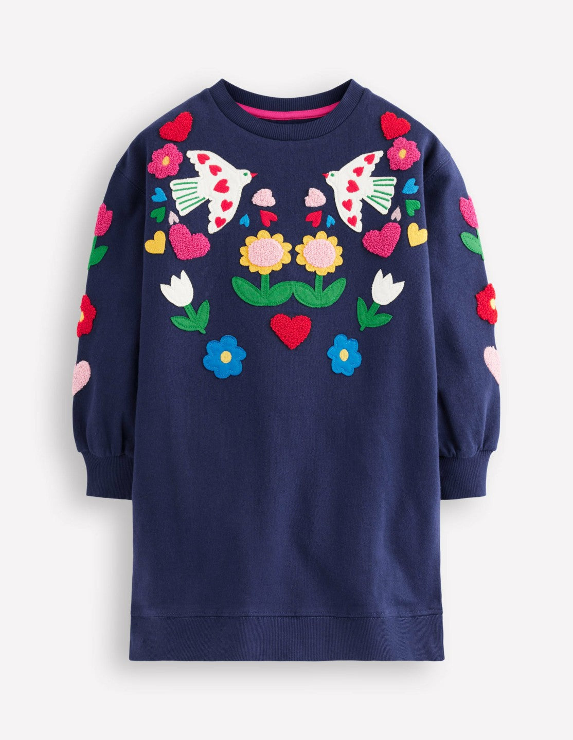 Relaxed Sweatshirt Dress-College Navy Birds / Boden Online
