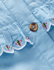 Button Through Blouson Dress-Glacier Blue / Boden Outlet