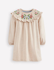 Embroidered Sweatshirt Dress-Oatmeal Marl / Boden Discount