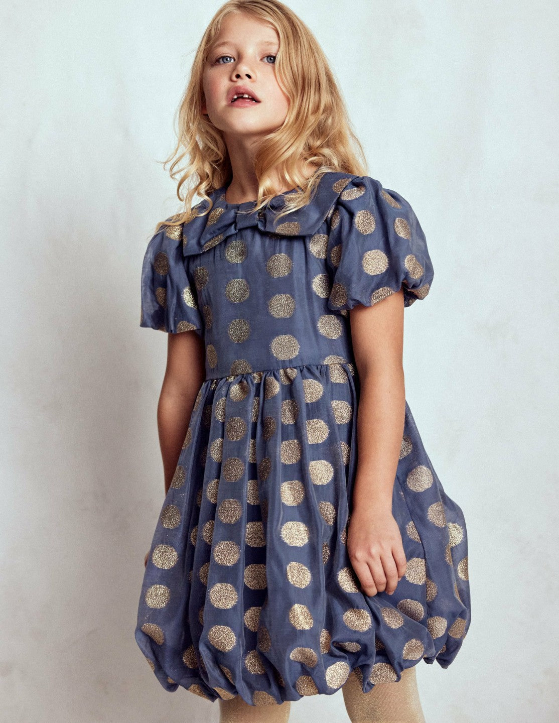 Bubble Hem Party Dress-College Navy Gold Spot / Boden us