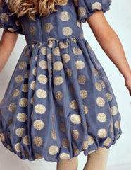 Bubble Hem Party Dress-College Navy Gold Spot / Boden us
