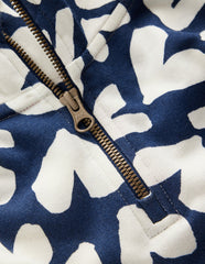 Half Zip Sweat Dress-College Navy Collage Hearts / Boden Sale