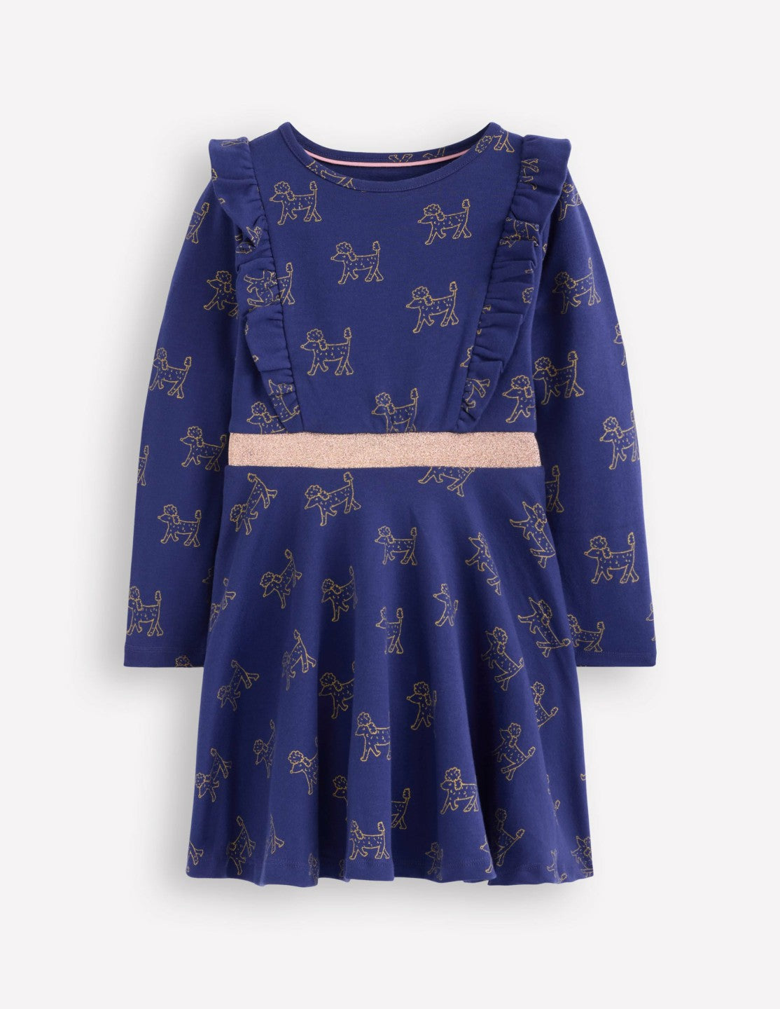 Cora Twirly Jersey Dress-Navy Foil Poodles / Boden Online