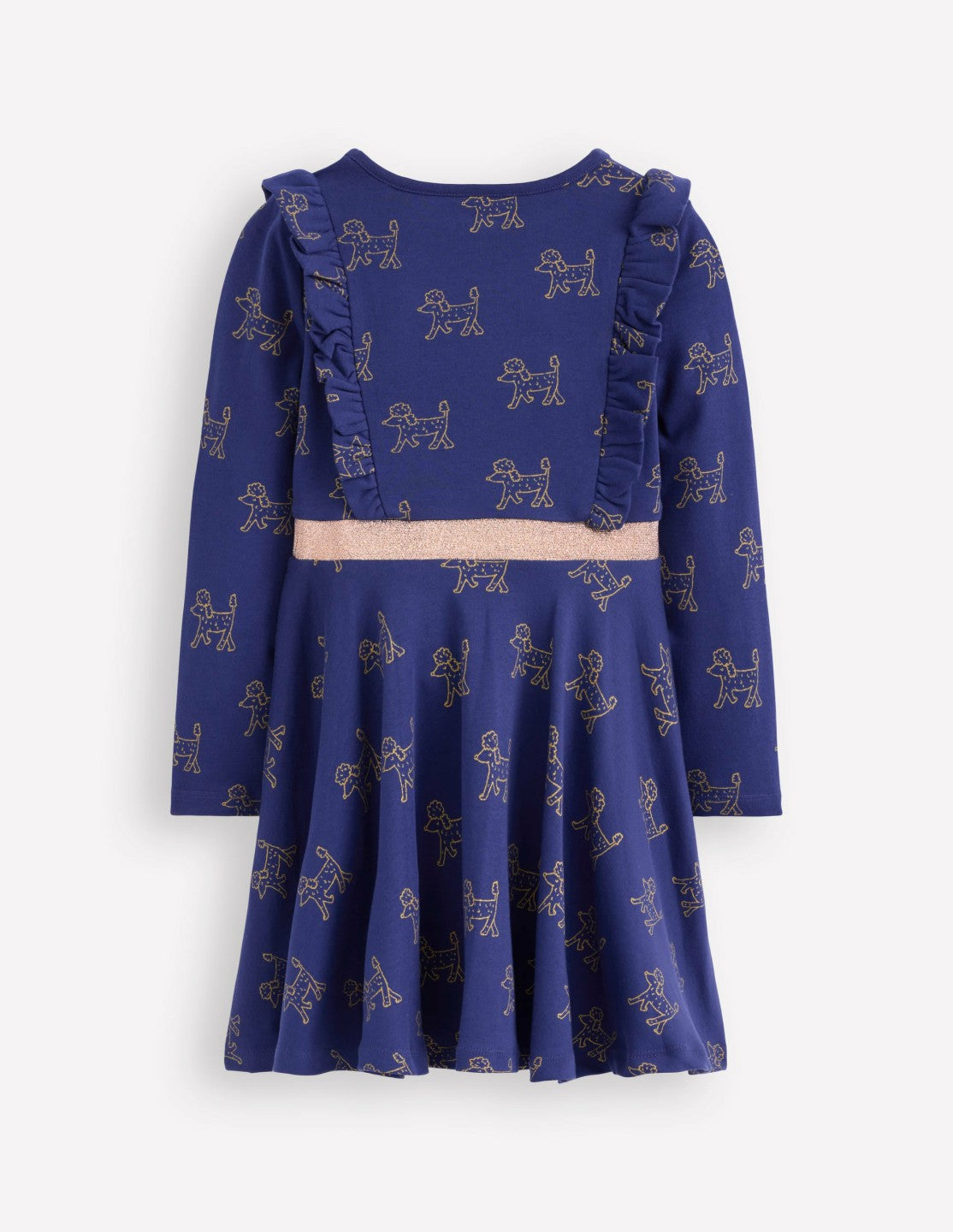 Cora Twirly Jersey Dress-Navy Foil Poodles / Boden Online