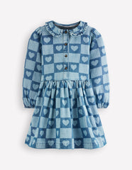 Pretty Shirt Dress-Denim Heart Stamp / Boden Outlet
