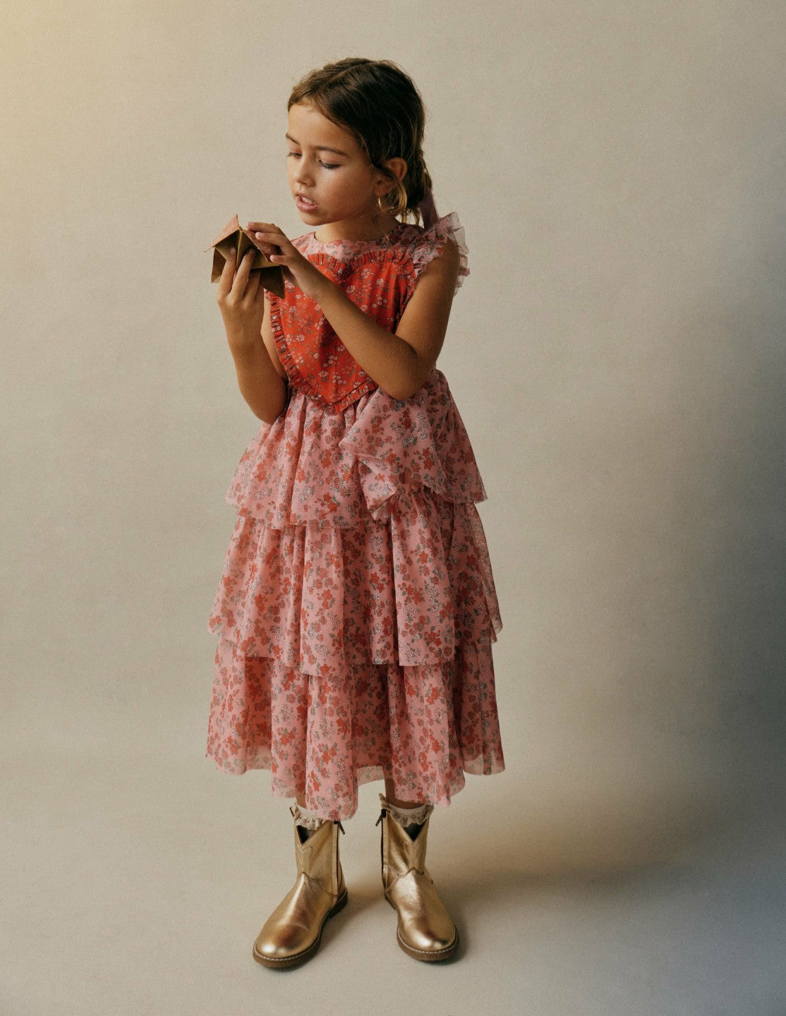 Heart Tulle Dress-Salmon Pink Meadow Floral / Boden Discount