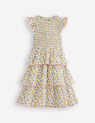 Tiered Lace Trim Dress-Soft Ivory Rosa / Boden