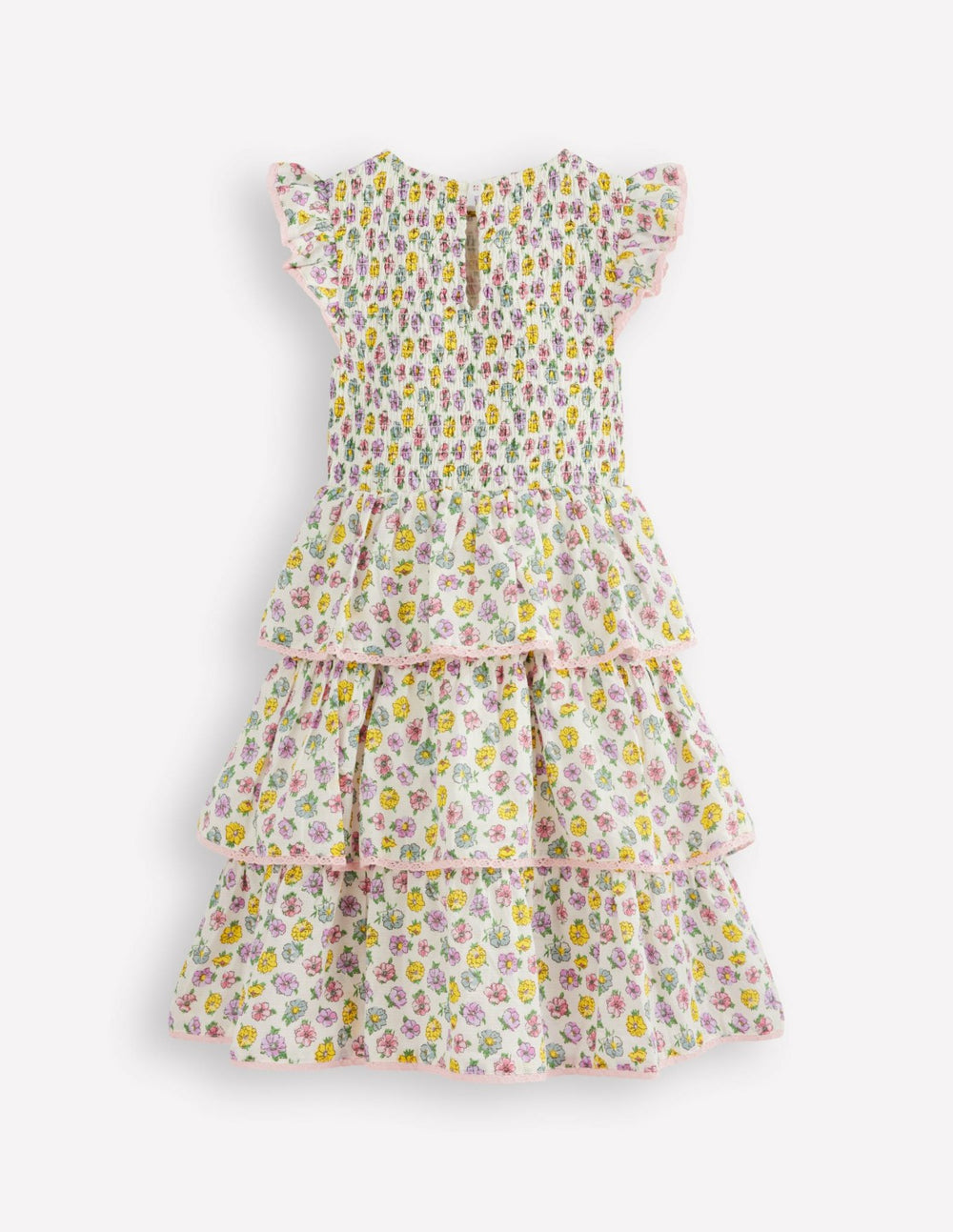 Tiered Lace Trim Dress-Soft Ivory Rosa / Boden