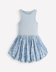 Bubble Hem Rib Dress-Misty Blue Daisy / Boden Online