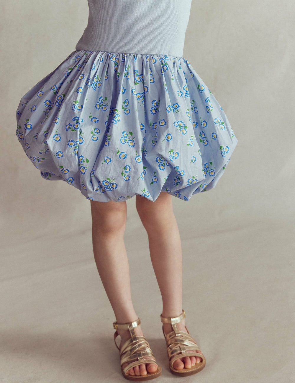 Bubble Hem Rib Dress-Misty Blue Daisy / Boden Online