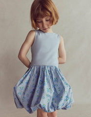 Bubble Hem Rib Dress-Misty Blue Daisy / Boden Online