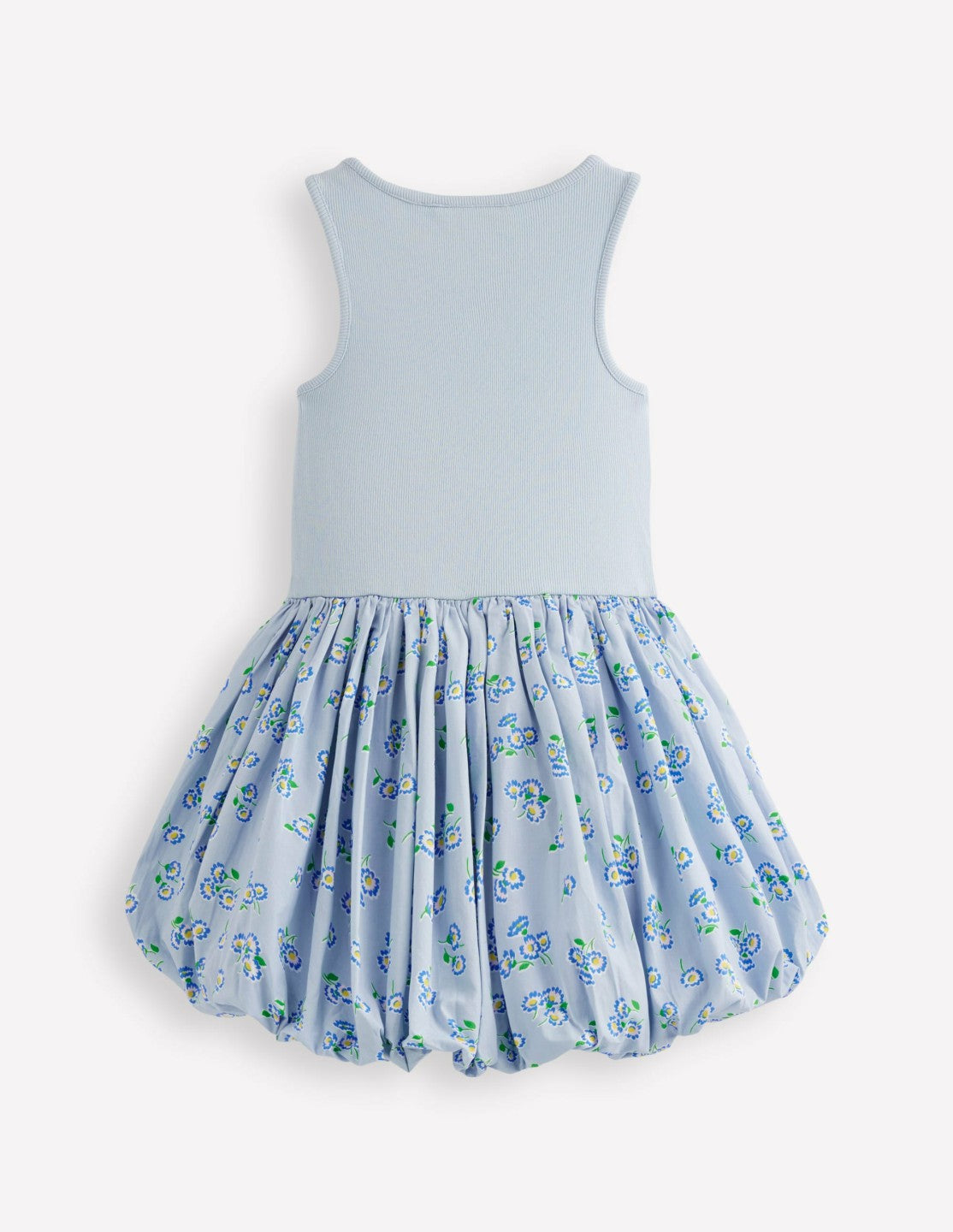 Bubble Hem Rib Dress-Misty Blue Daisy / Boden Online