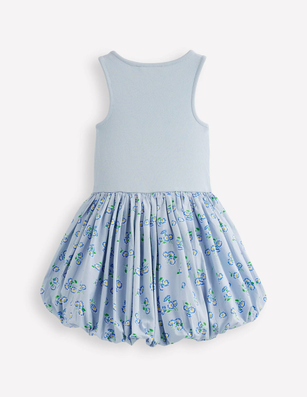 Bubble Hem Rib Dress-Misty Blue Daisy / Boden Online