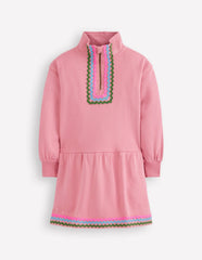 Half Zip Sweat Dress-Pink Haze / Boden Outlet