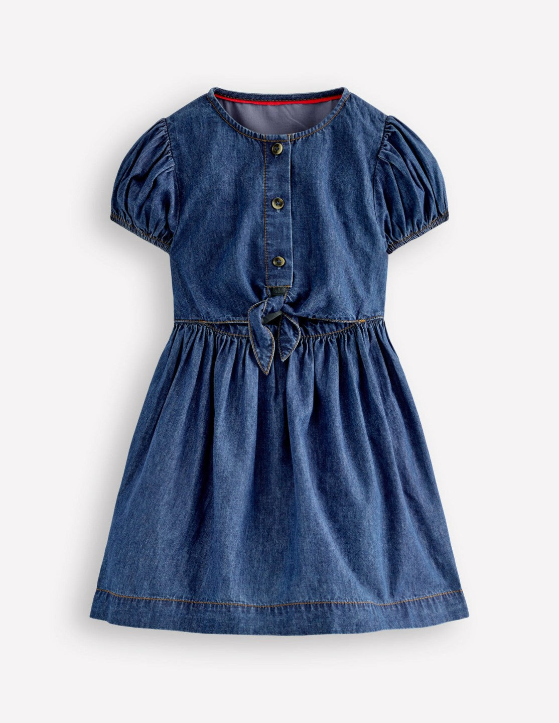 Tie Front Woven Dress-Denim / Boden