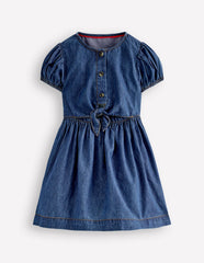 Tie Front Woven Dress-Denim / Boden