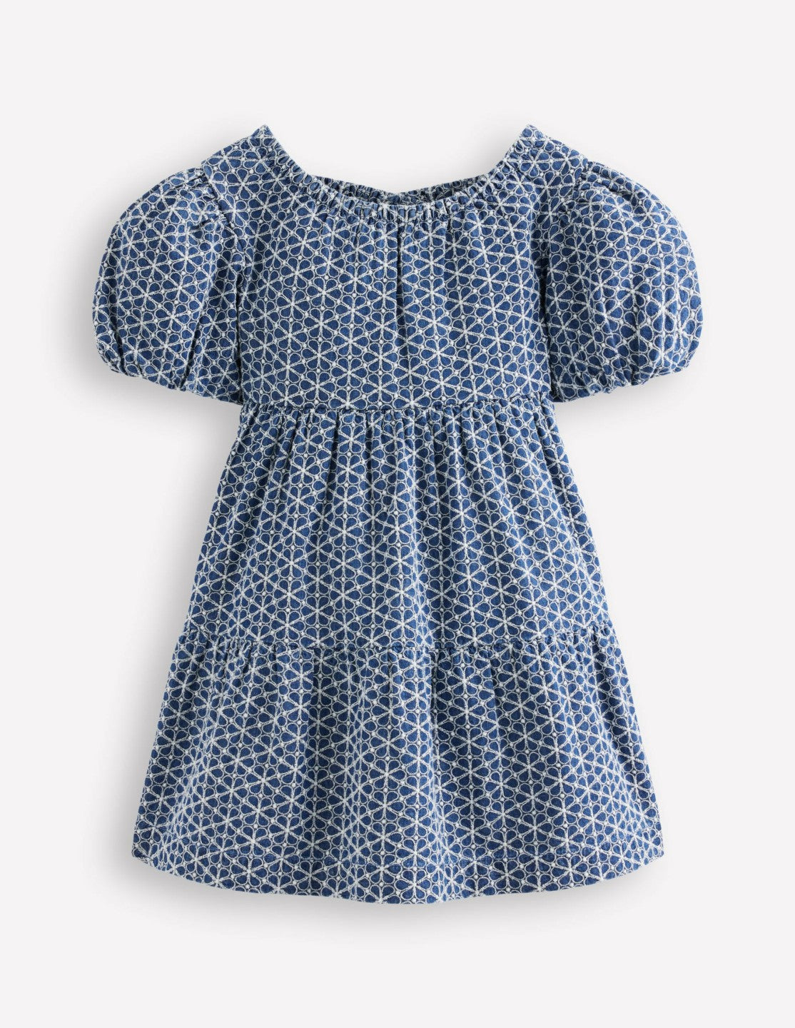 Puff Sleeve Cross Back Dress-Chambray Broderie / Boden Sale