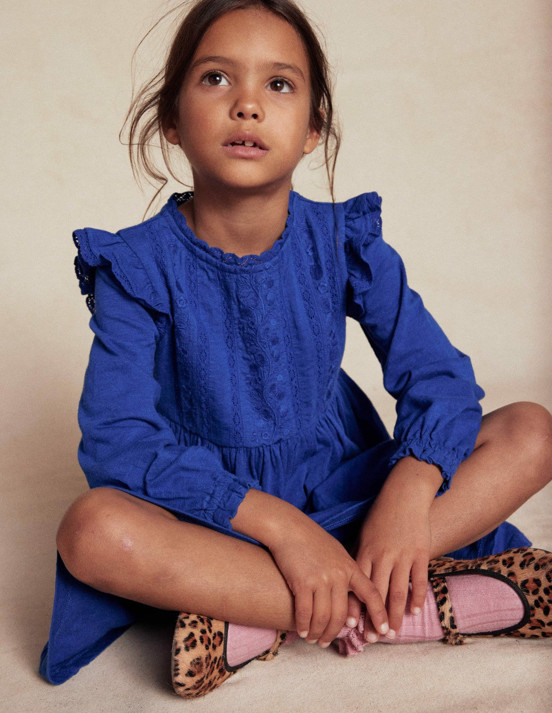 Lace Trim Jersey Dress-Bluejay / Boden On sale