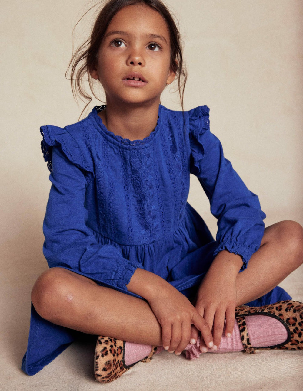 Lace Trim Jersey Dress-Bluejay / Boden On sale