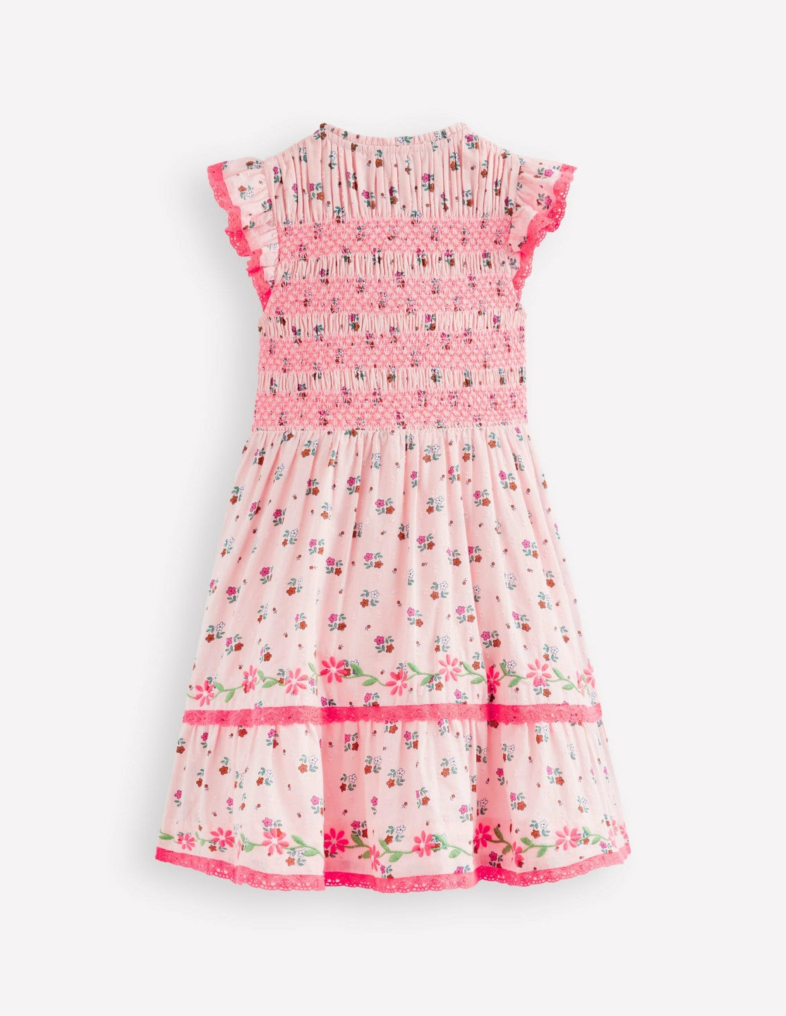 Shirred Bodice Midi Dress-Chalk Pink Daisy Chain / Boden
