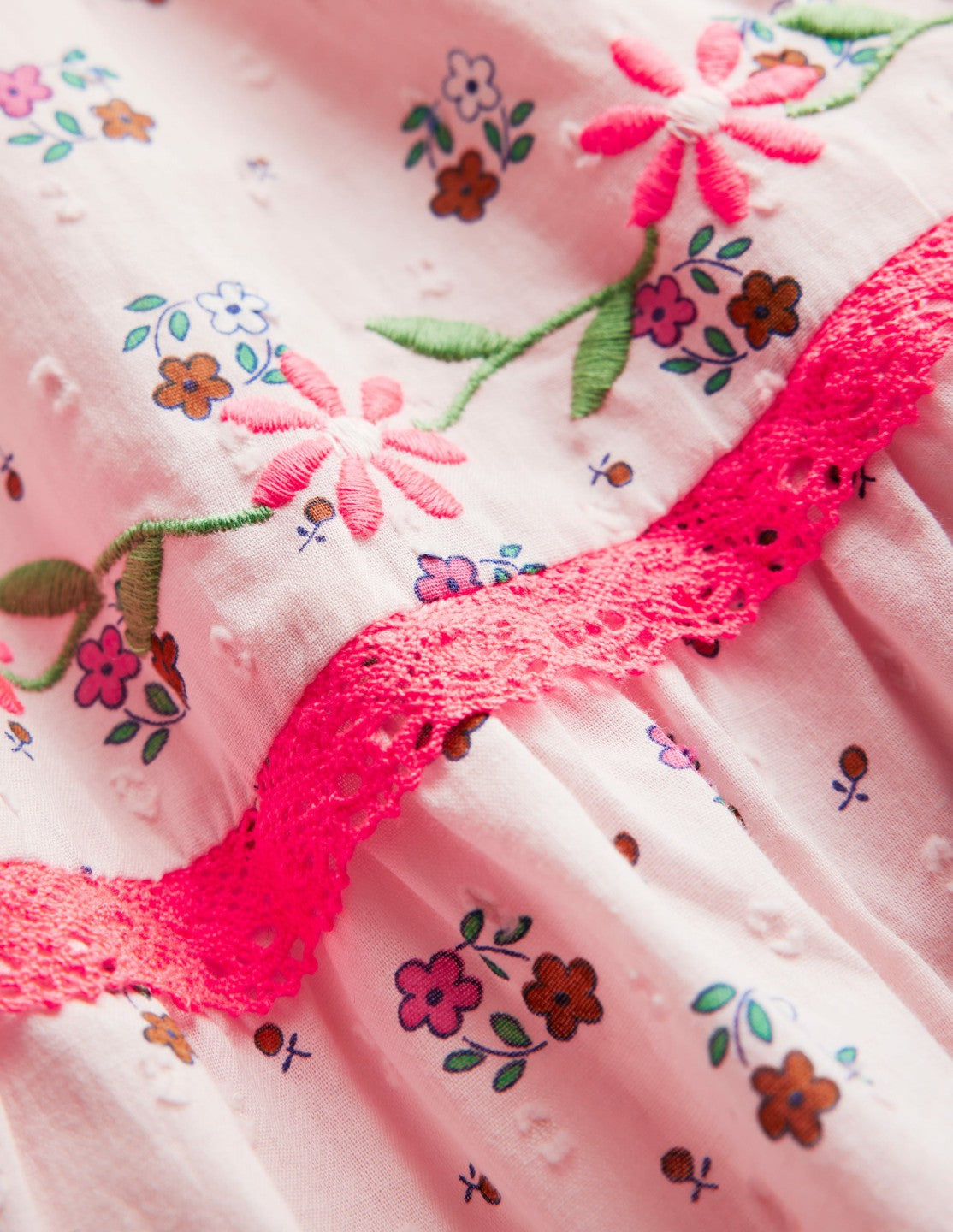 Shirred Bodice Midi Dress-Chalk Pink Daisy Chain / Boden