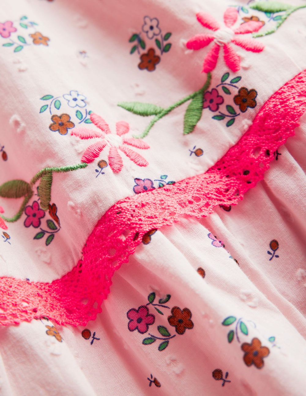Shirred Bodice Midi Dress-Chalk Pink Daisy Chain / Boden
