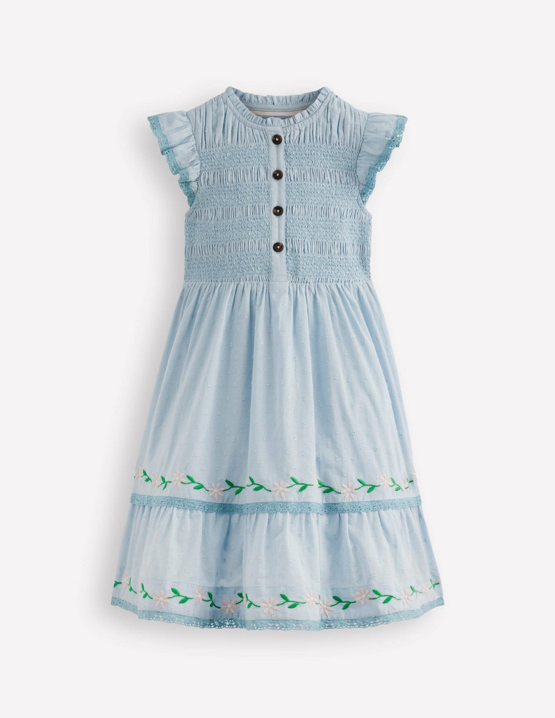 Shirred Bodice Midi Dress-Misty Blue / Boden Sale