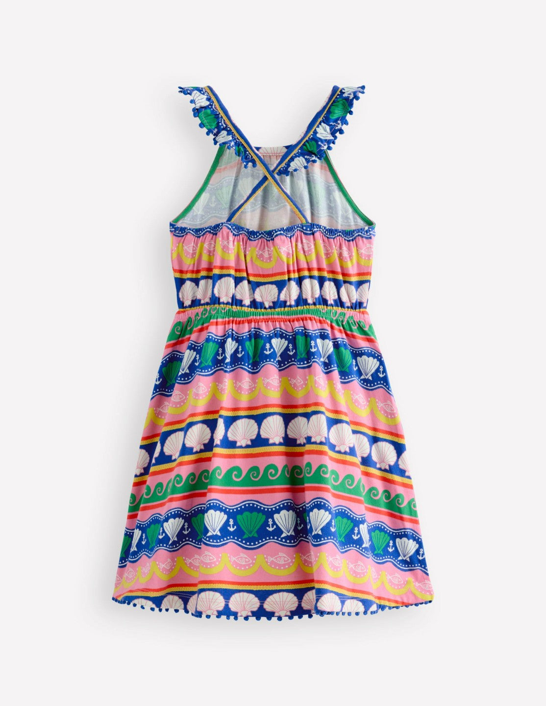 Ruffle Neck Trim Dress-Multi Seashell Stripe / Boden Online