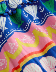 Ruffle Neck Trim Dress-Multi Seashell Stripe / Boden Online