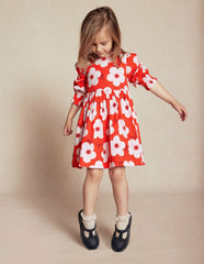 Madeline Long Sleeve Dress-Sunset Orange Giant Daisy / Boden us