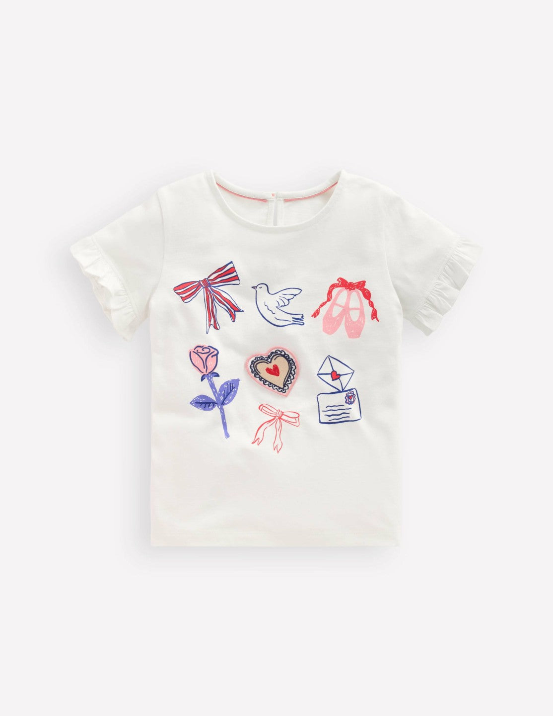 Pretty Frill T-shirt-White Valentines / Boden Discount