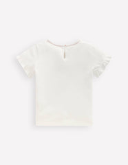 Pretty Frill T-shirt-White Valentines / Boden Discount