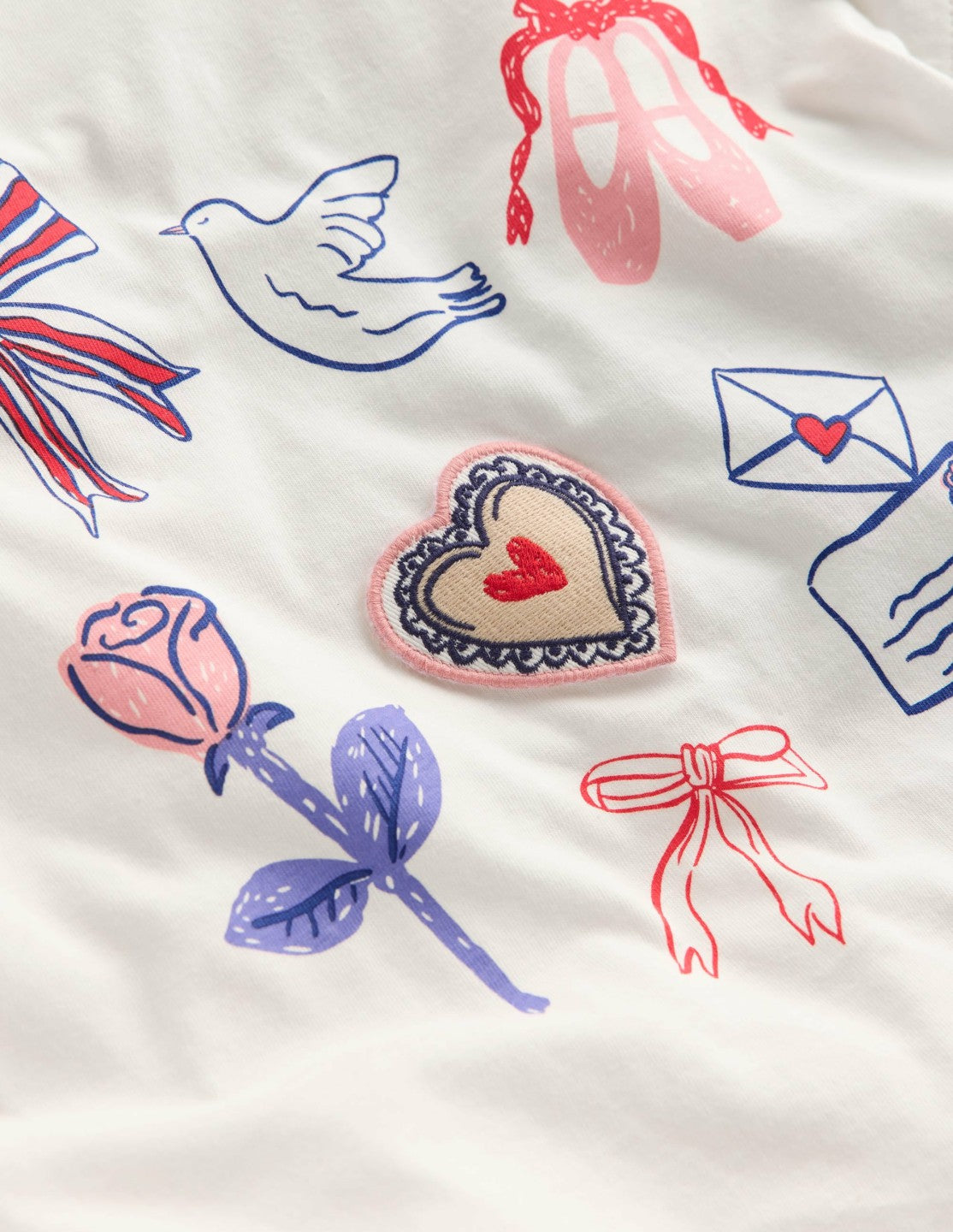 Pretty Frill T-shirt-White Valentines / Boden Discount
