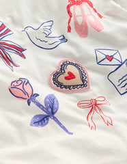 Pretty Frill T-shirt-White Valentines / Boden Discount