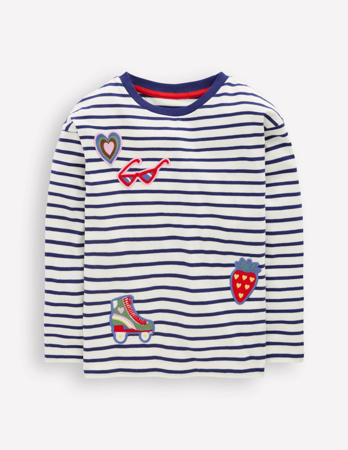 Fun Relaxed T-shirt-Navy Stripe Badges / Boden