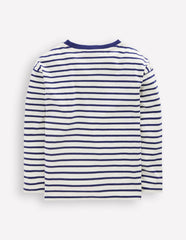 Fun Relaxed T-shirt-Navy Stripe Badges / Boden