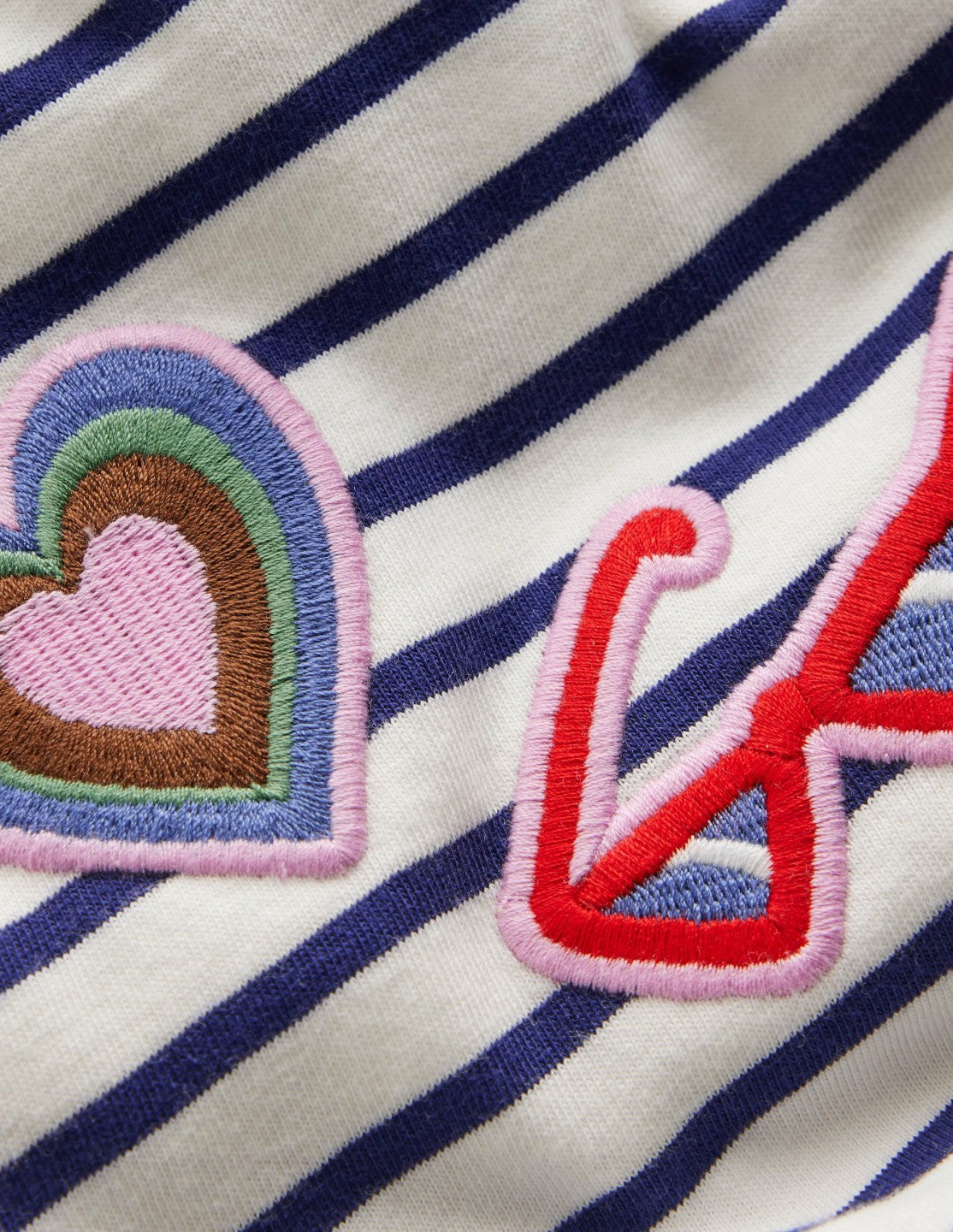 Fun Relaxed T-shirt-Navy Stripe Badges / Boden