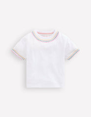 Relaxed Embroidered T-shirt-White / Boden Sale