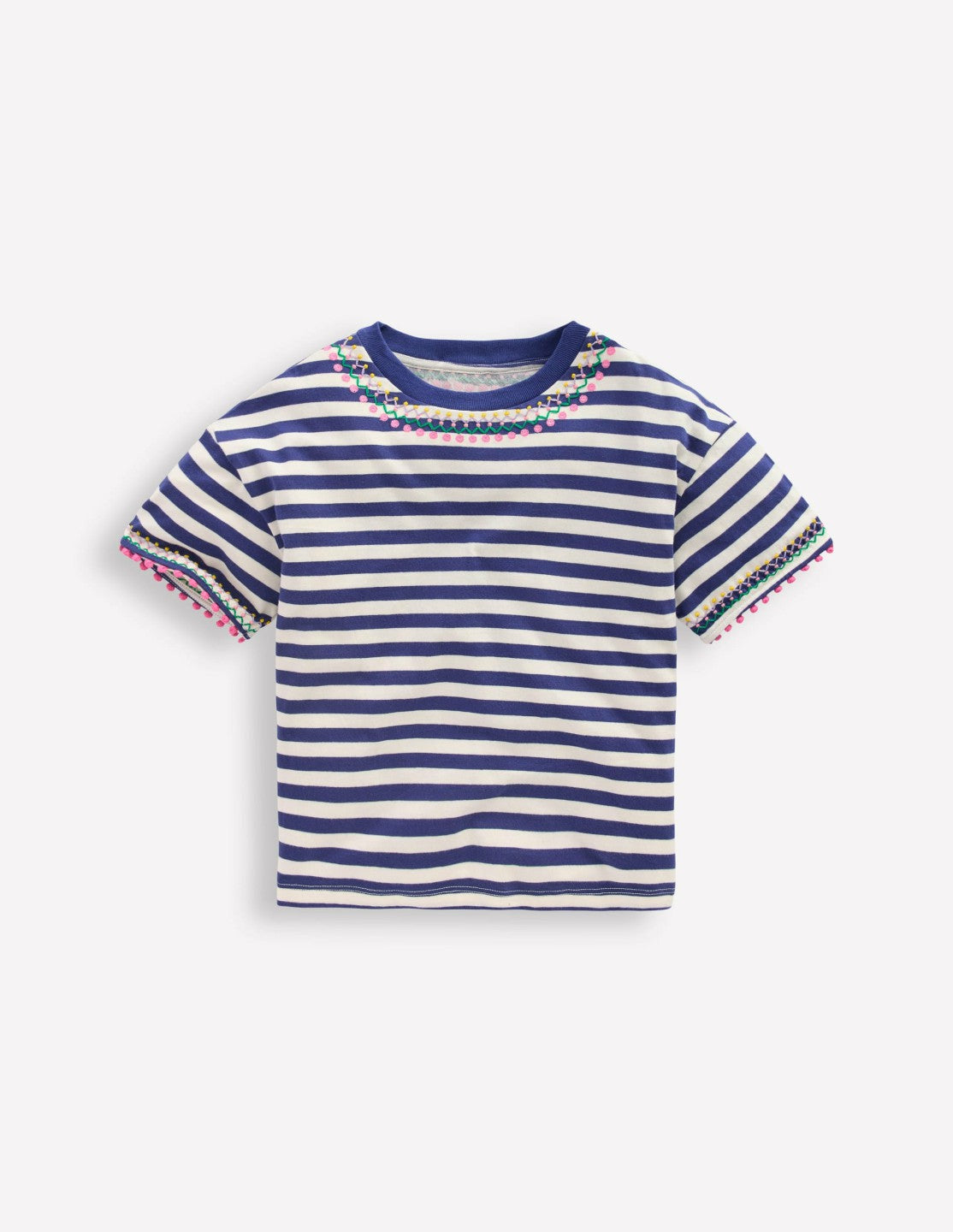 Relaxed Embroidered T-shirt-Navy Stripe / Boden Outlet
