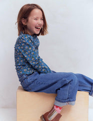 Smocked Jersey Blouse-Delft Garden Flower / Boden