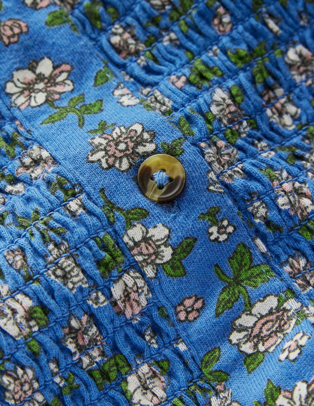 Smocked Jersey Blouse-Delft Garden Flower / Boden