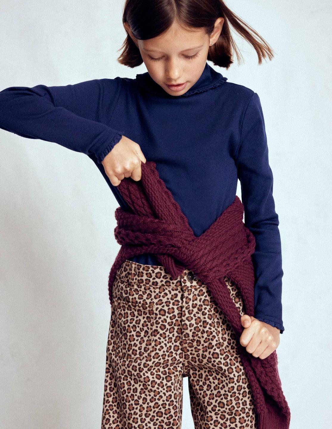 Ribbed Roll Neck Top-College Navy / Boden Sale